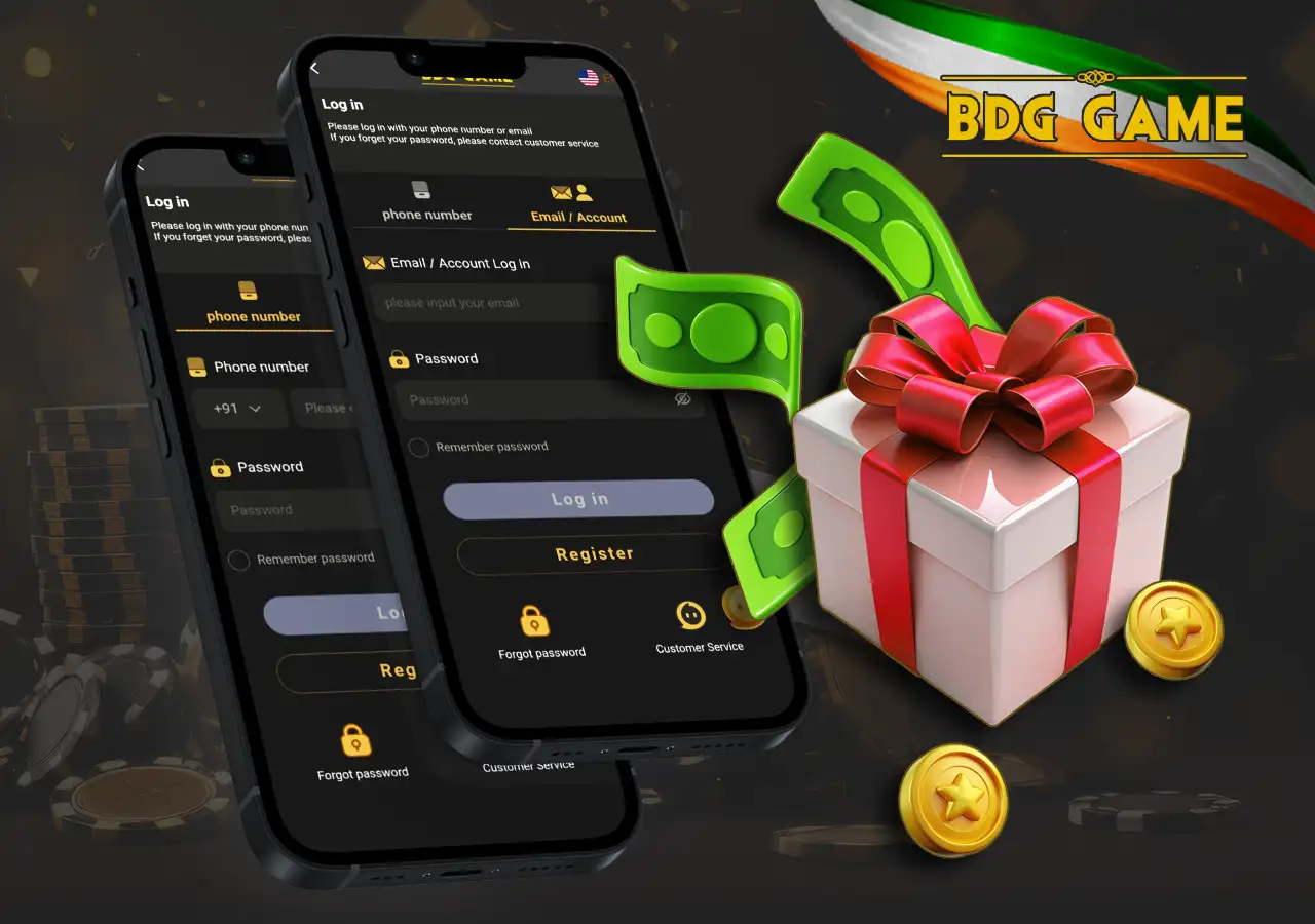 BGM Game registration pages with a gift icon
