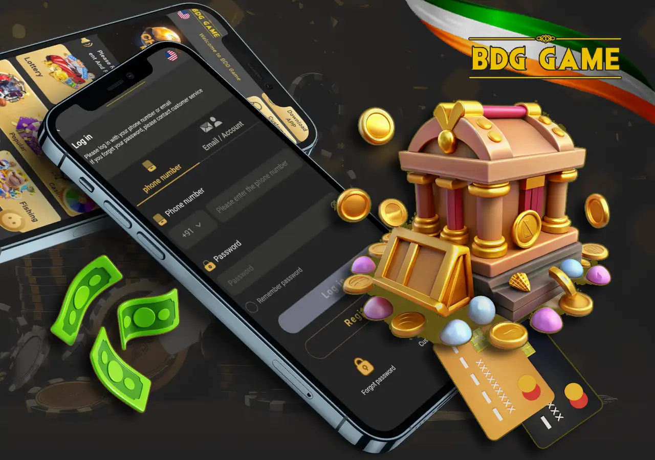 Online casino registration page and icons for money transactions
